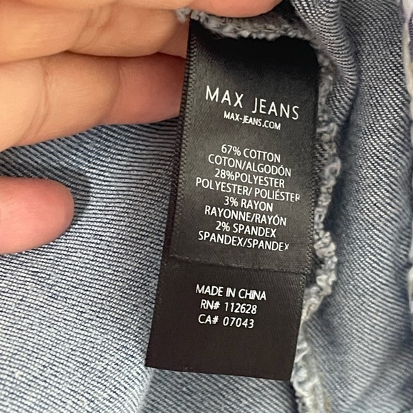 NWOT MAX JEANS BLUE DISTRESSED OVERSIZED DENIM JEAN JACKET LONG SLEEVE SMALL - Picture 7 of 14